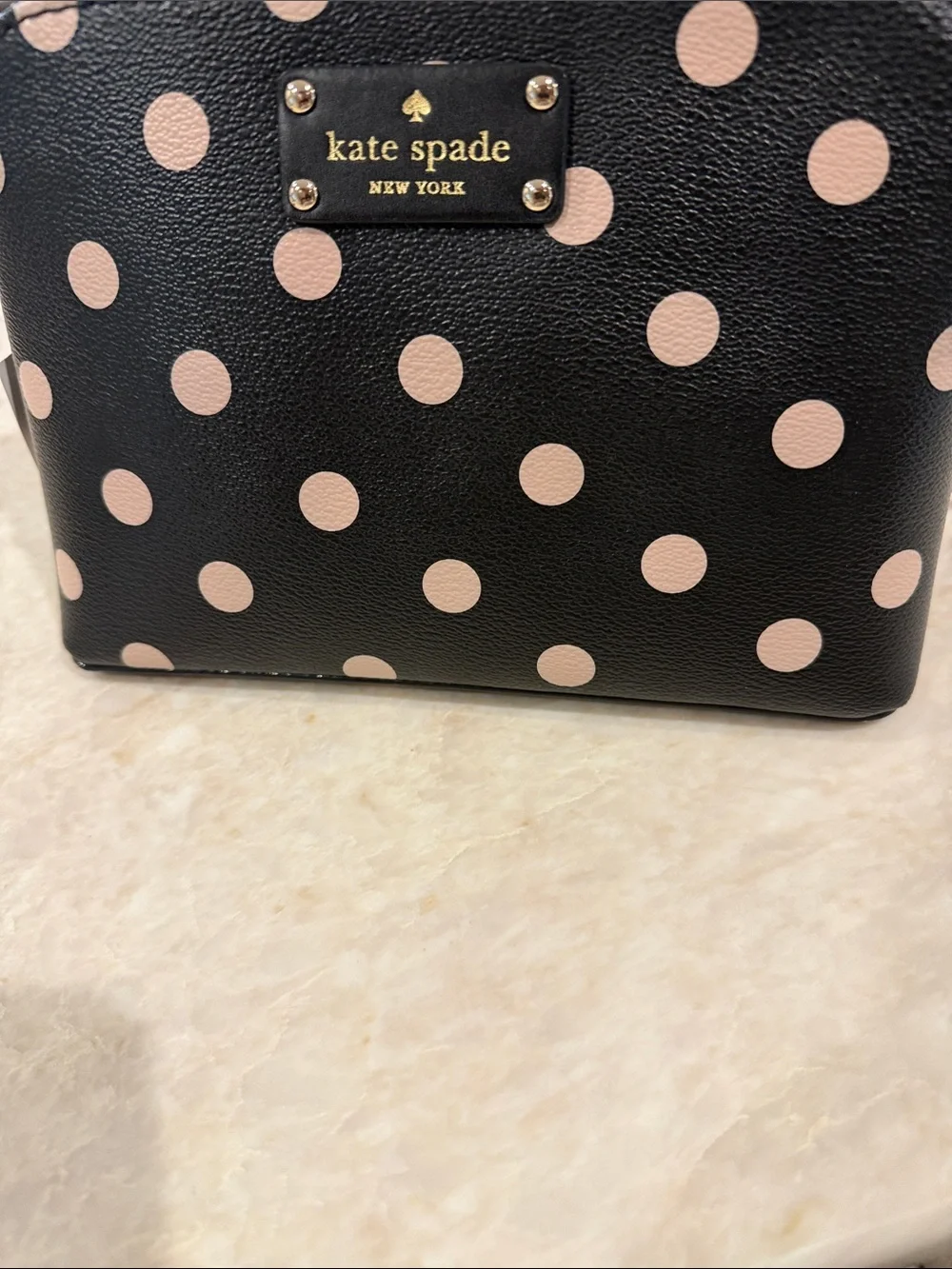 kate spade Black Tote with Light Pink Polka Dots